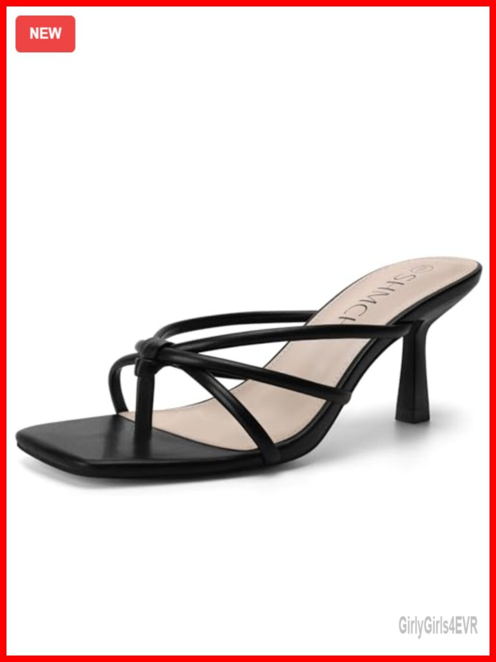 Women's Kitten Heel Strappy Thong Sandals Square Toe Slip On Mule Summer